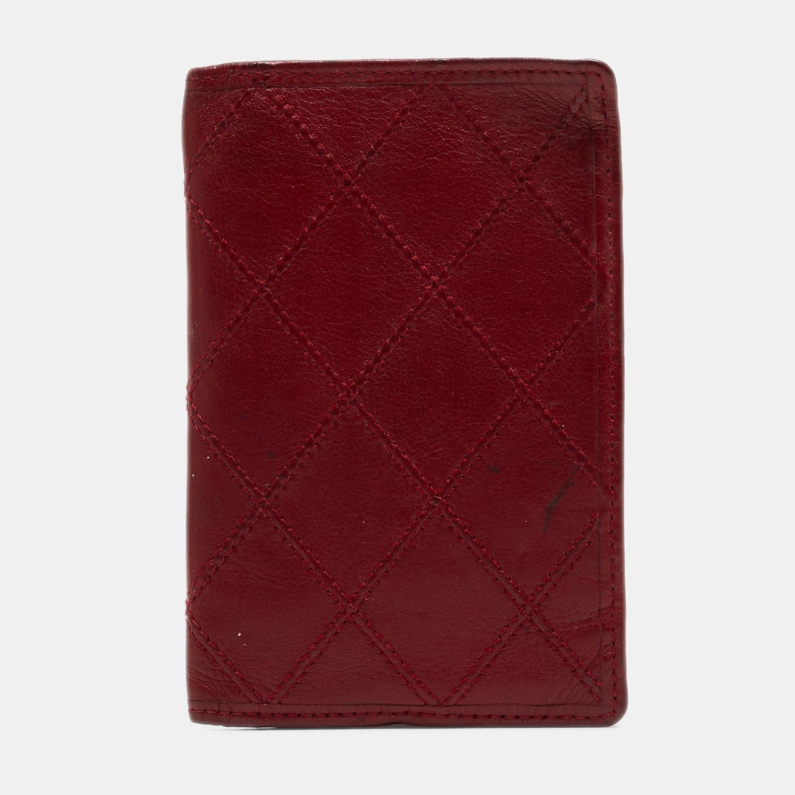 Chanel Red Quilted Leather Vintage Bifold Card Holder