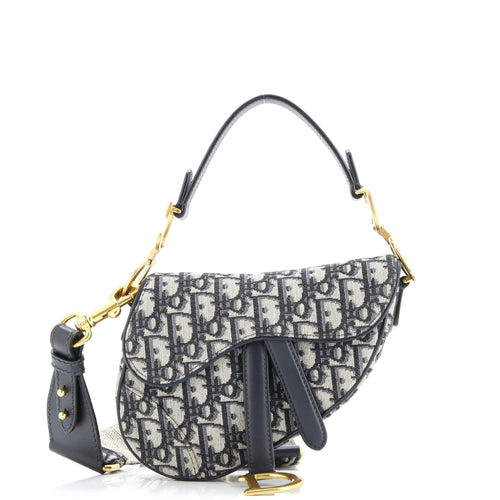 Saddle Handbag with Strap Oblique Canvas Mini