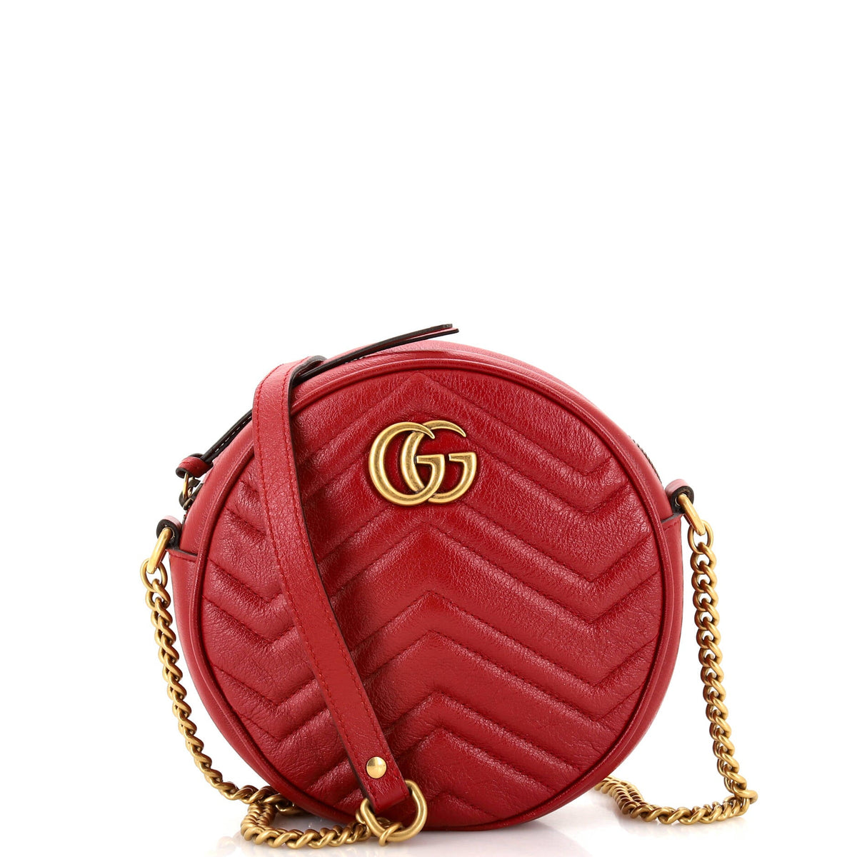 Gucci GUCCI GG Marmont Round Shoulder Bag Matelasse Leather Mini