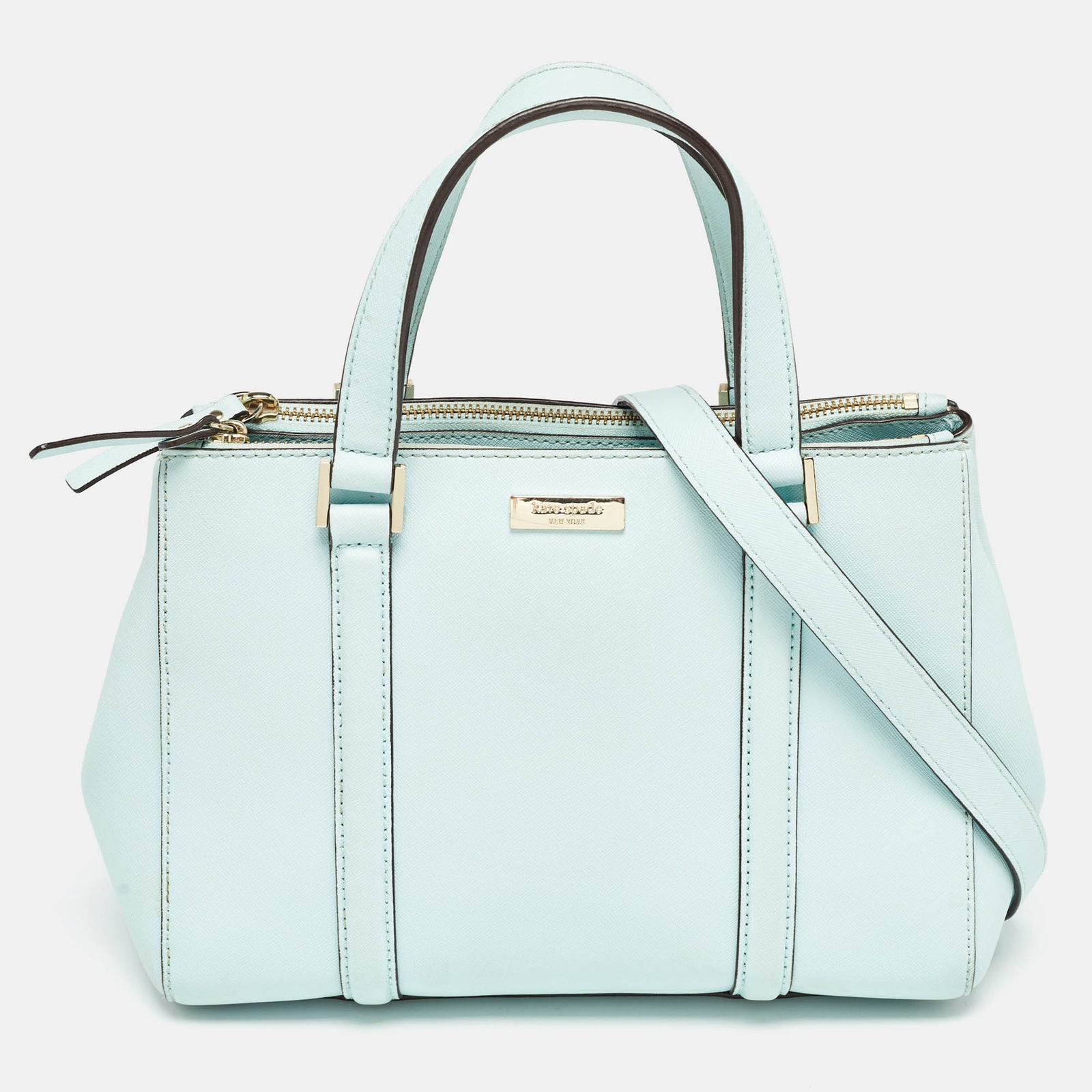 Kate Spade Light Blue Leather Small Newberry Lane Loden Top Handle Bag