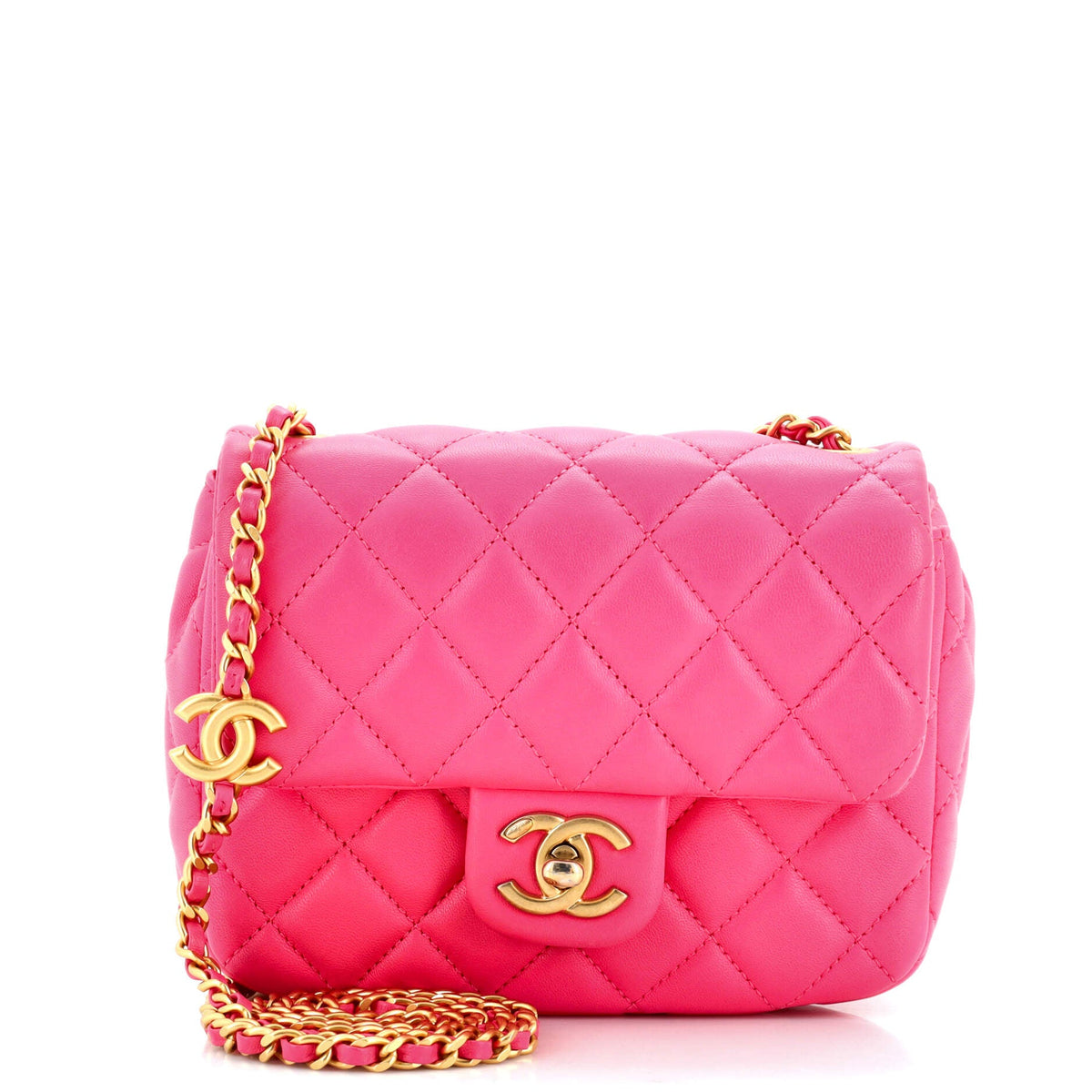 Chanel CHANEL Coco de Toi Heart Chain Square Flap Bag Quilted Lambskin Mini