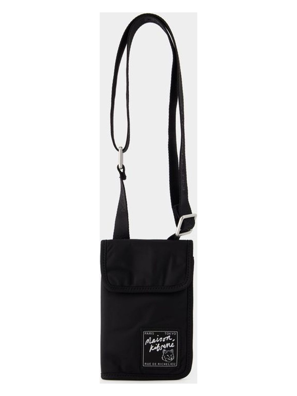 Maison KitsunÃ© Nylon Neck Pouch in Black | LM05362WQ1001