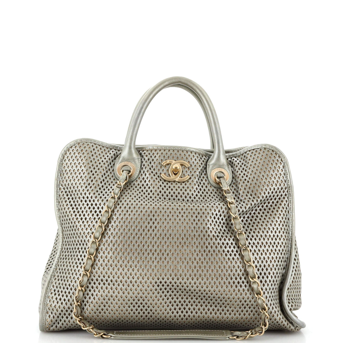 Chanel CHANEL Up In The Air Top Handle Tote Perforated Leather Large