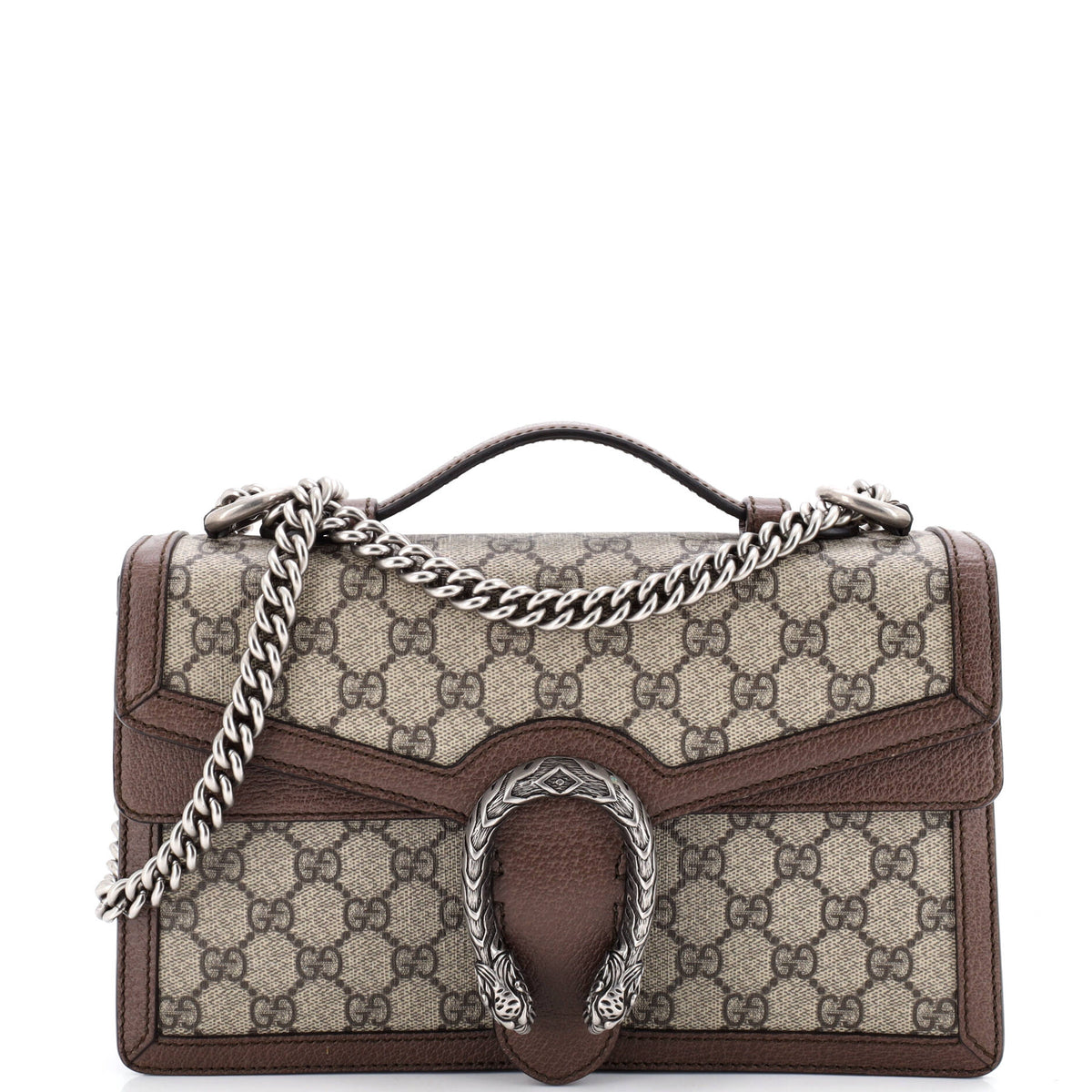 Gucci GUCCI Dionysus Top Handle Chain Bag GG Coated Canvas Small