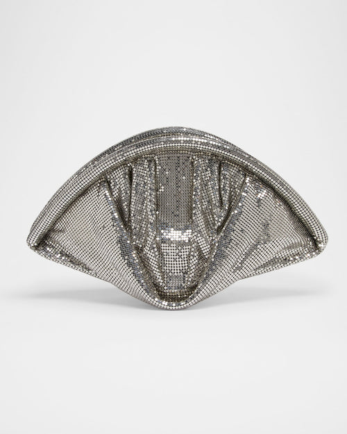 Studded Mesh Zip Pochette Clutch Bag