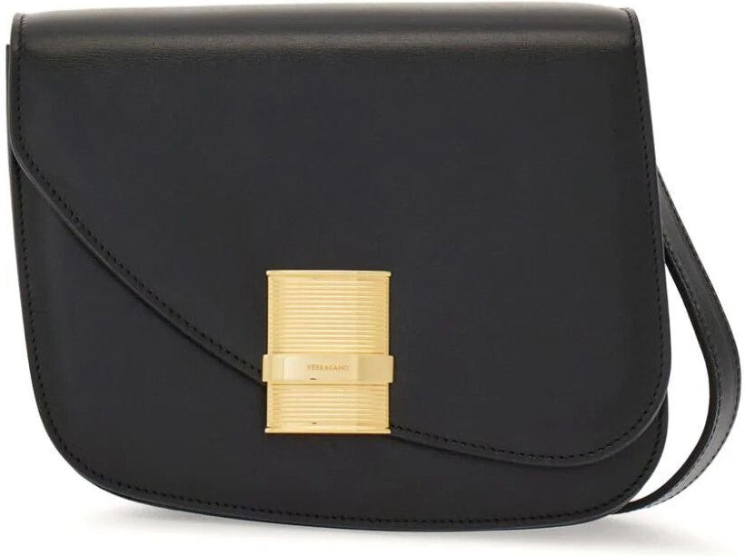 Ferragamo Women's Fiamma Asymmetric Foldover Top Crossbody Bag in Black | Size UNICA | 2159710769385