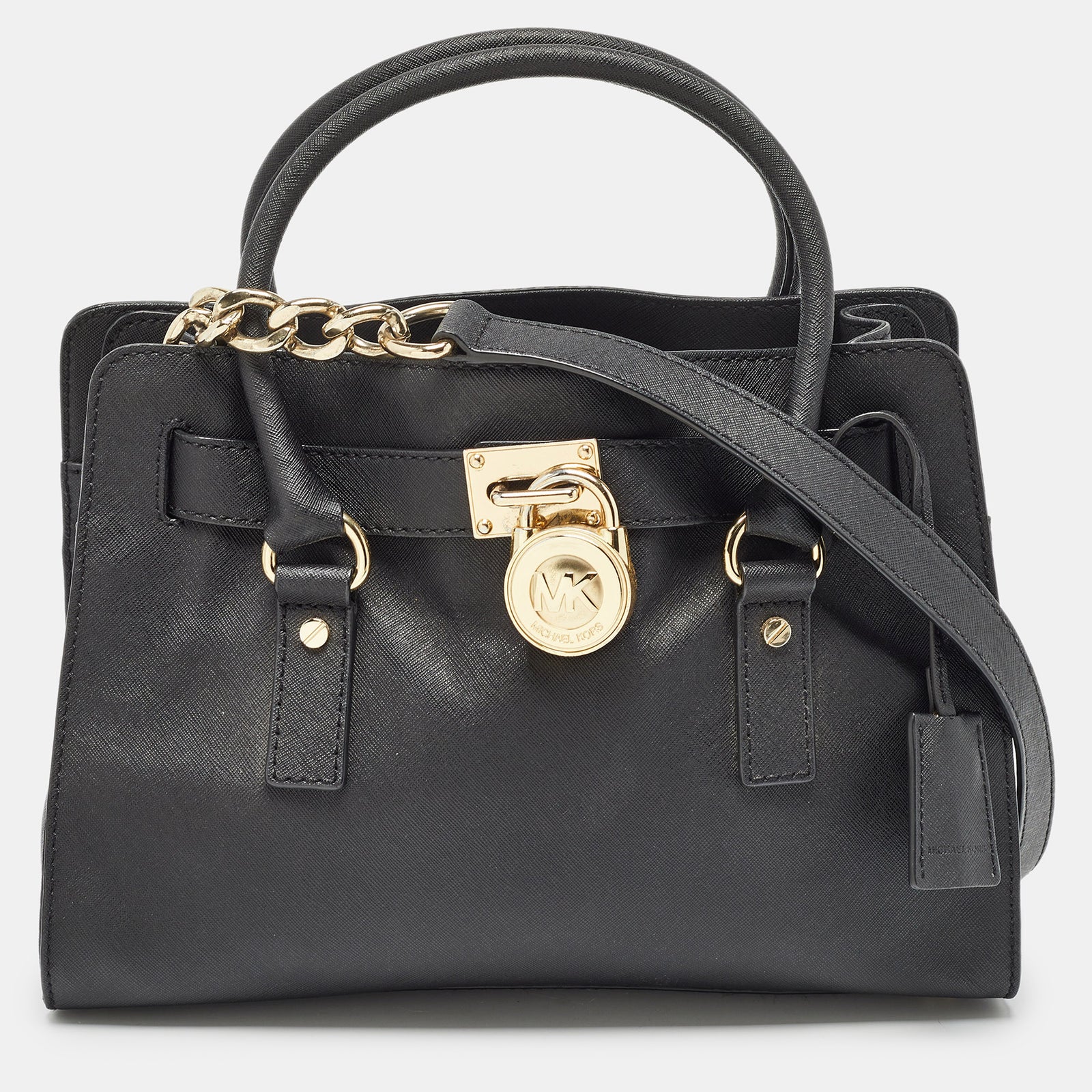 Michael Kors Black Leather Medium Hamilton East West Satchel