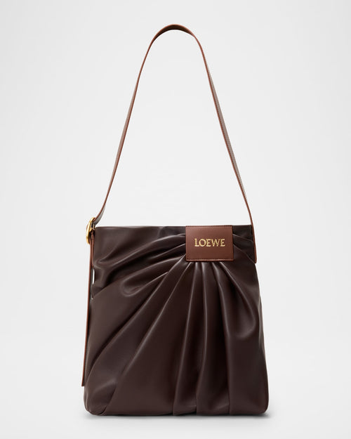 Pleated Tote Bag in Leather