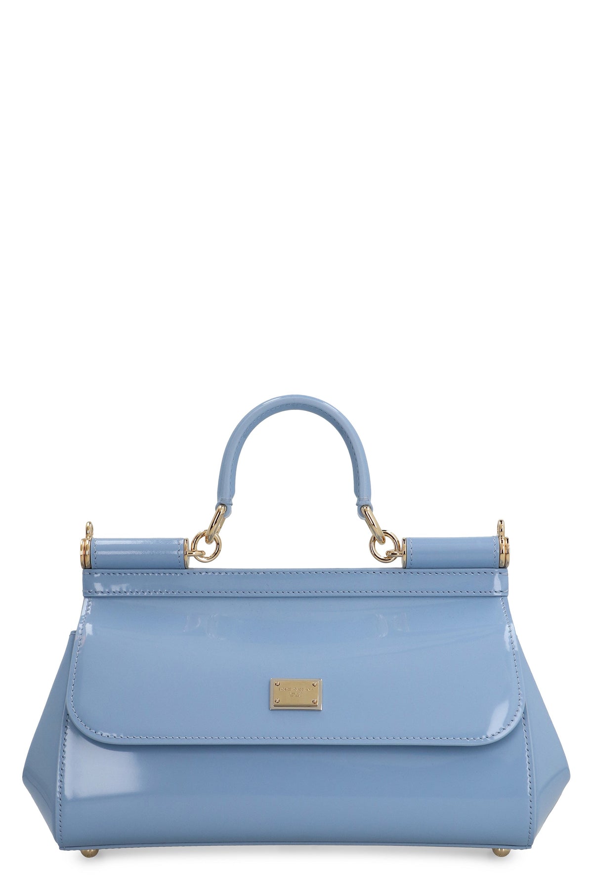 Dolce & Gabbana Women's Sicily Media Patent Leather Handbag in Light Blue | BB7652A1037 Color 80789