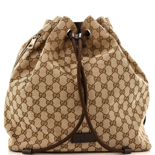 GUCCI Drawstring Backpack GG Canvas Medium