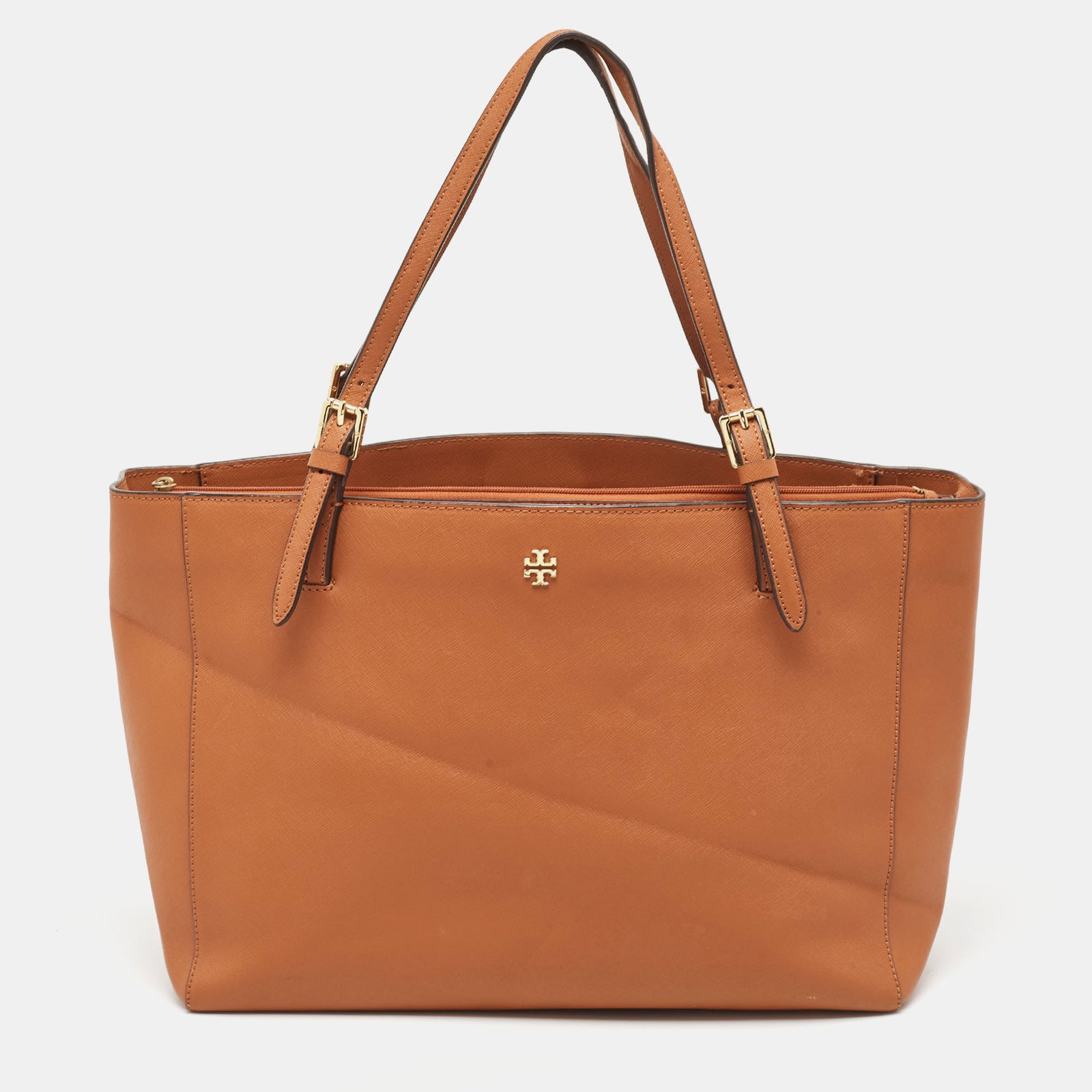 Tory Burch Brown Leather Large York Buckle Shopper Tote