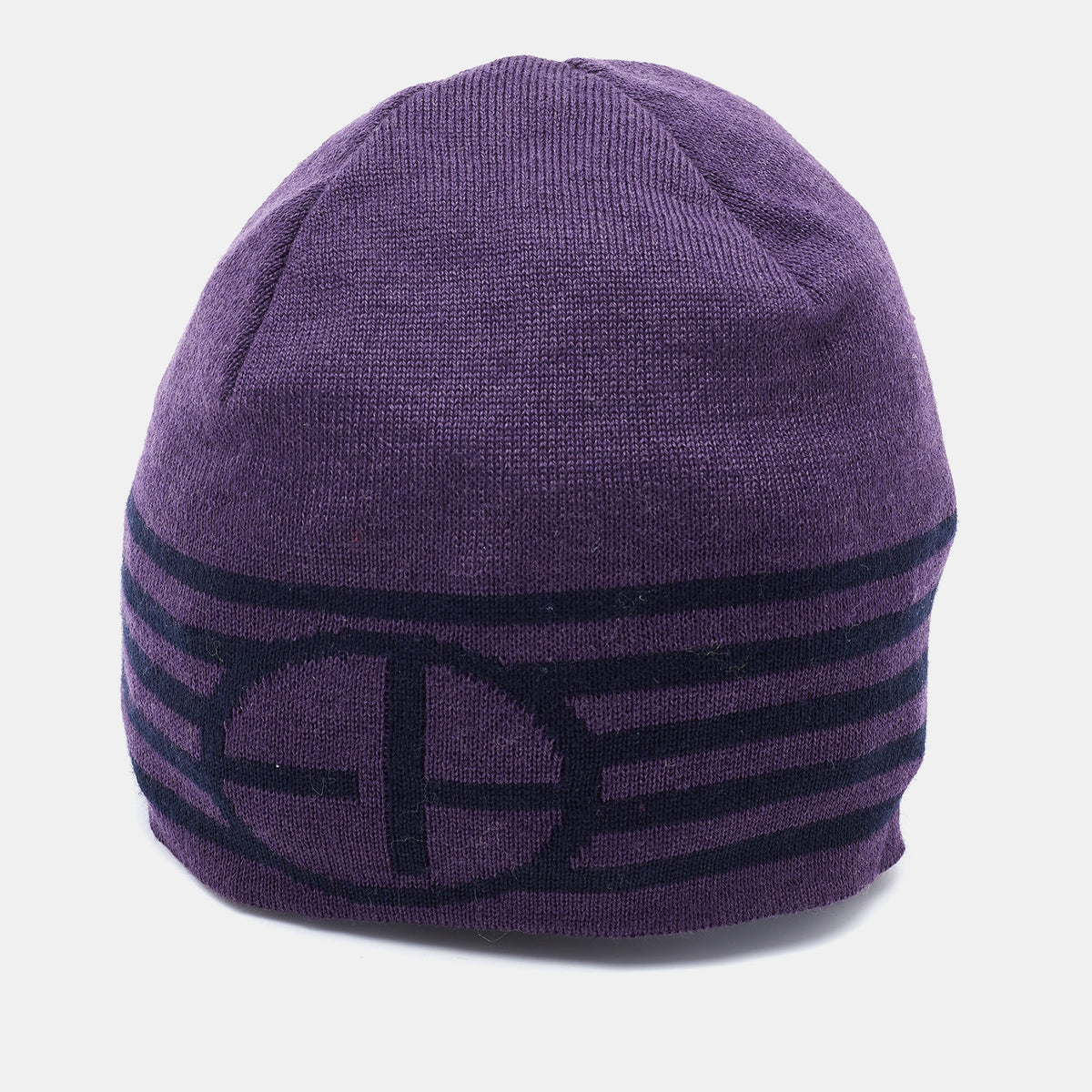 Emporio Armani Purple Striped Wool Beanie 56 cm