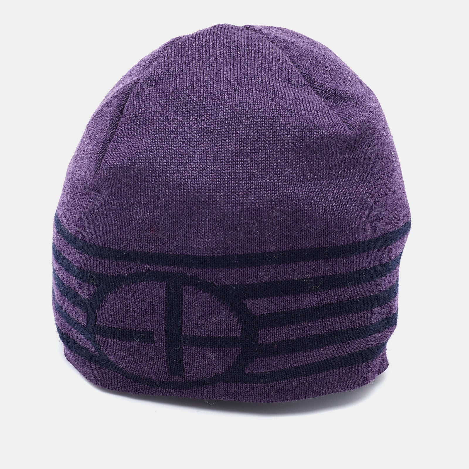 Emporio Armani Purple Striped Wool Beanie 56 cm