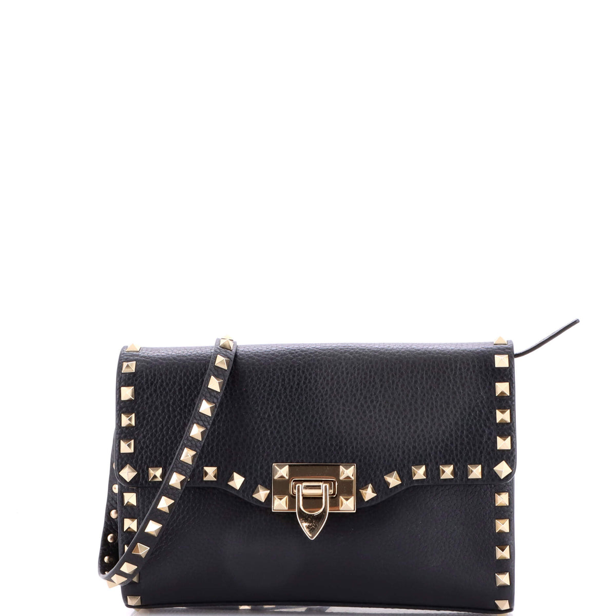 Valentino VALENTINO GARAVANI Rockstud Flip Lock Flap Bag Leather Medium