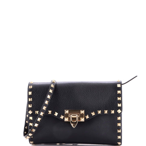 VALENTINO GARAVANI Rockstud Flip Lock Flap Bag Leather Medium