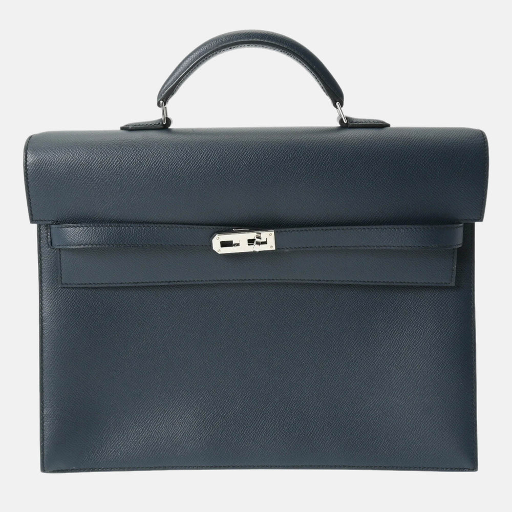 Sac à main Kelly Depeche 34 en cuir Epsom bleu indigo