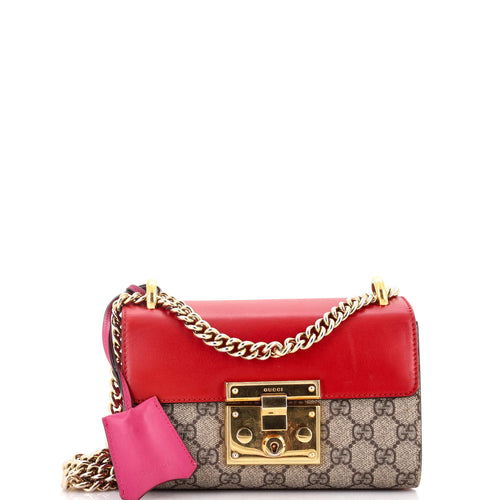 GUCCI Padlock Shoulder Bag GG Coated Canvas and Leather Small