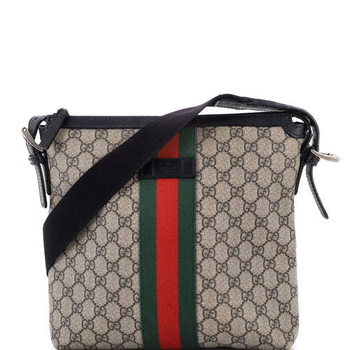 GUCCI Web Messenger Bag GG Coated Canvas Medium
