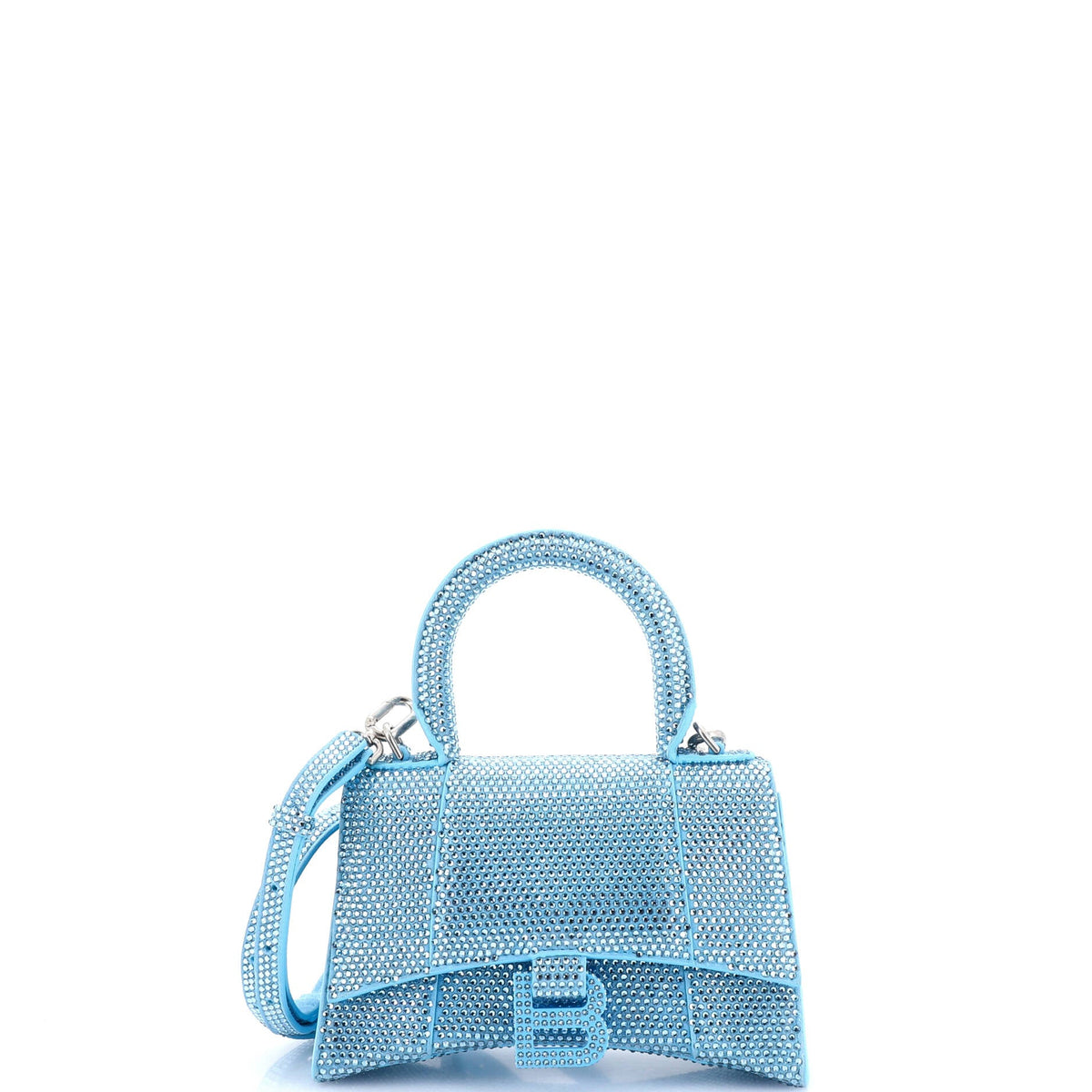 Balenciaga Hourglass Top Handle Bag Suede with Crystals XS
