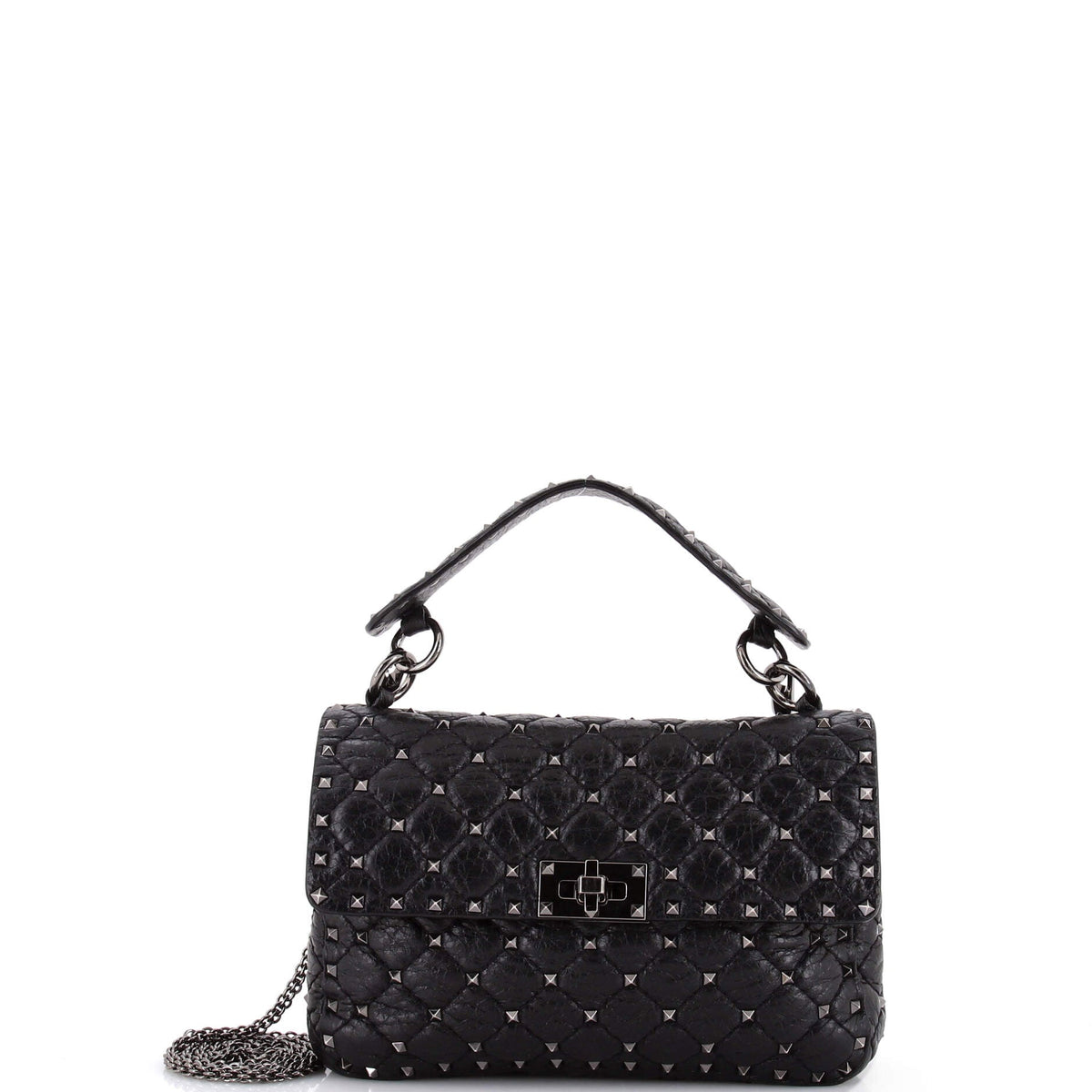 Valentino VALENTINO GARAVANI Rockstud Spike Flap Bag Quilted Leather Medium
