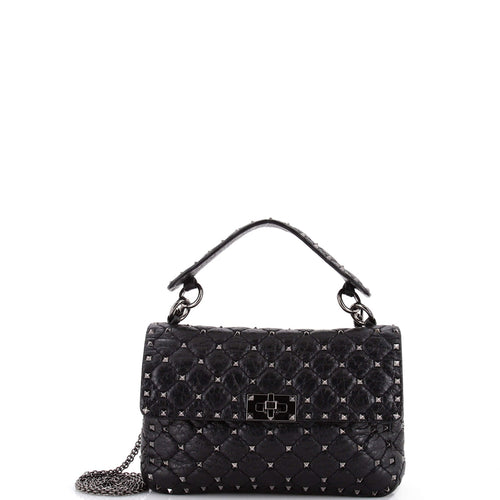 VALENTINO GARAVANI Rockstud Spike Flap Bag Quilted Leather Medium