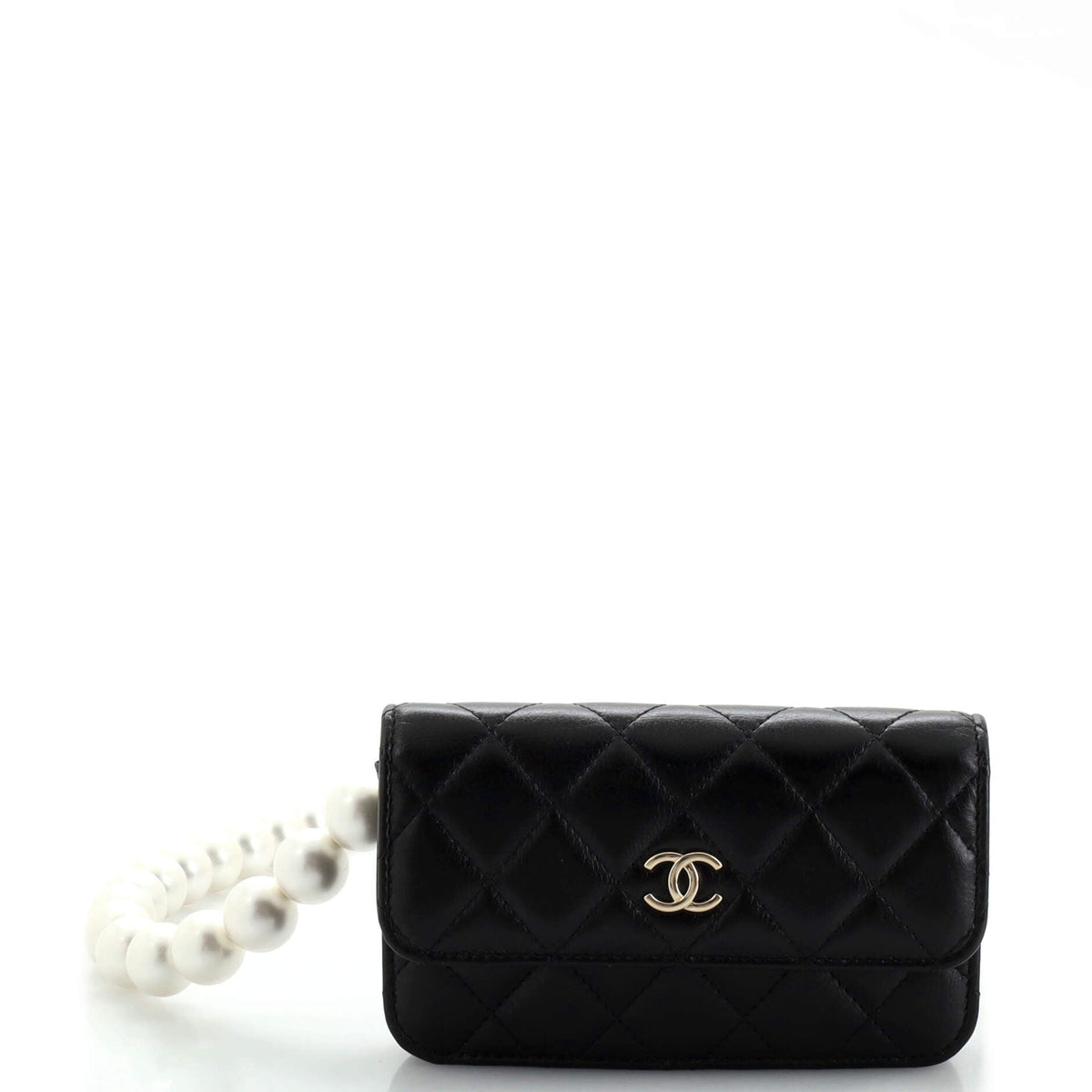 Chanel CHANEL Pearl Strap CC Wallet on Chain Quilted Calfskin Mini