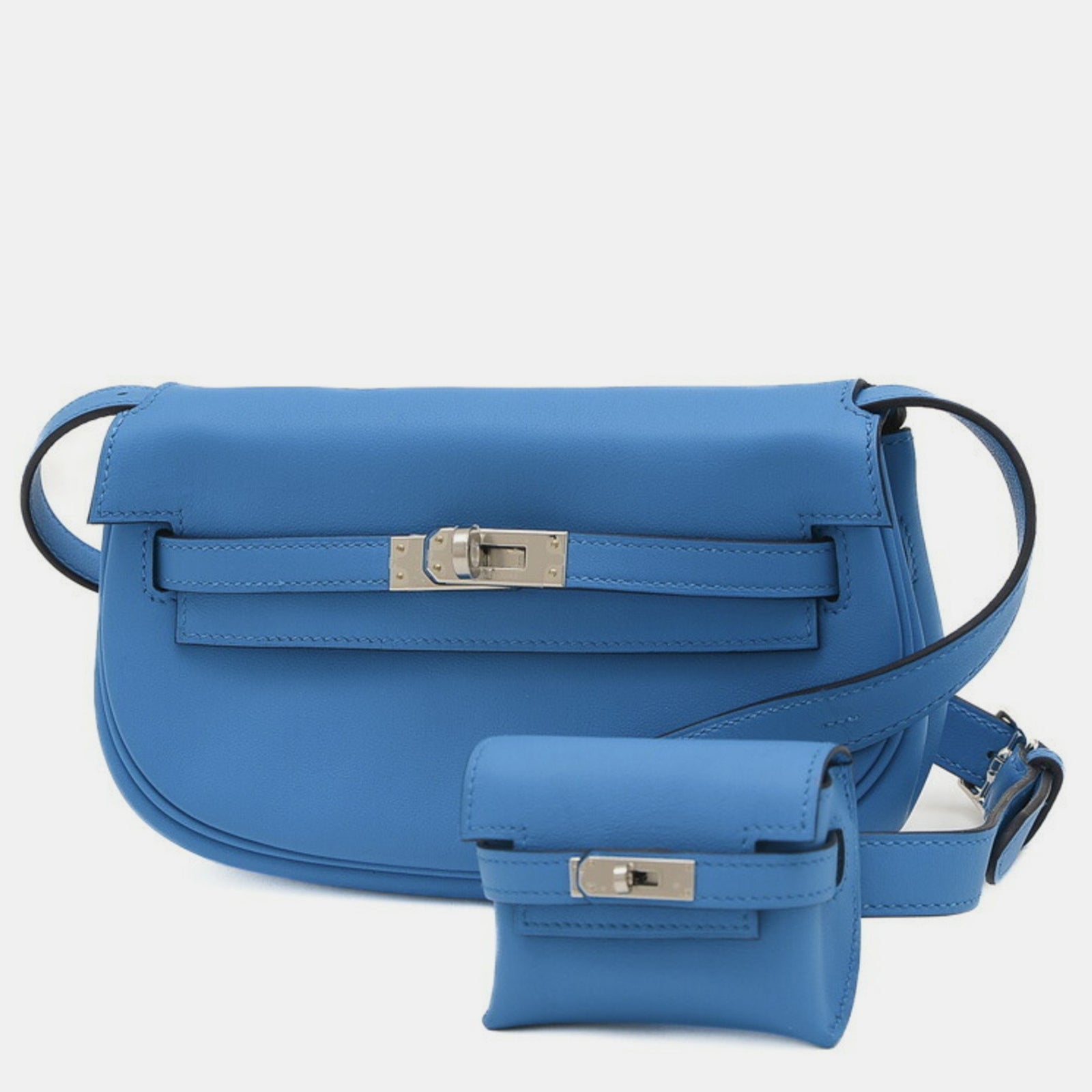 Herm?s Sac à bandoulière Kelly Move en cuir Swift bleu