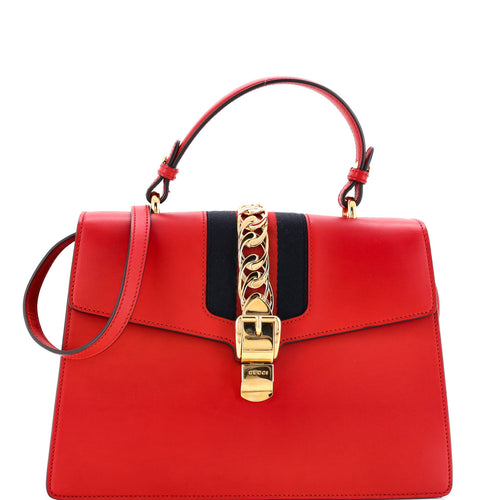 GUCCI Sylvie Top Handle Bag Leather Medium