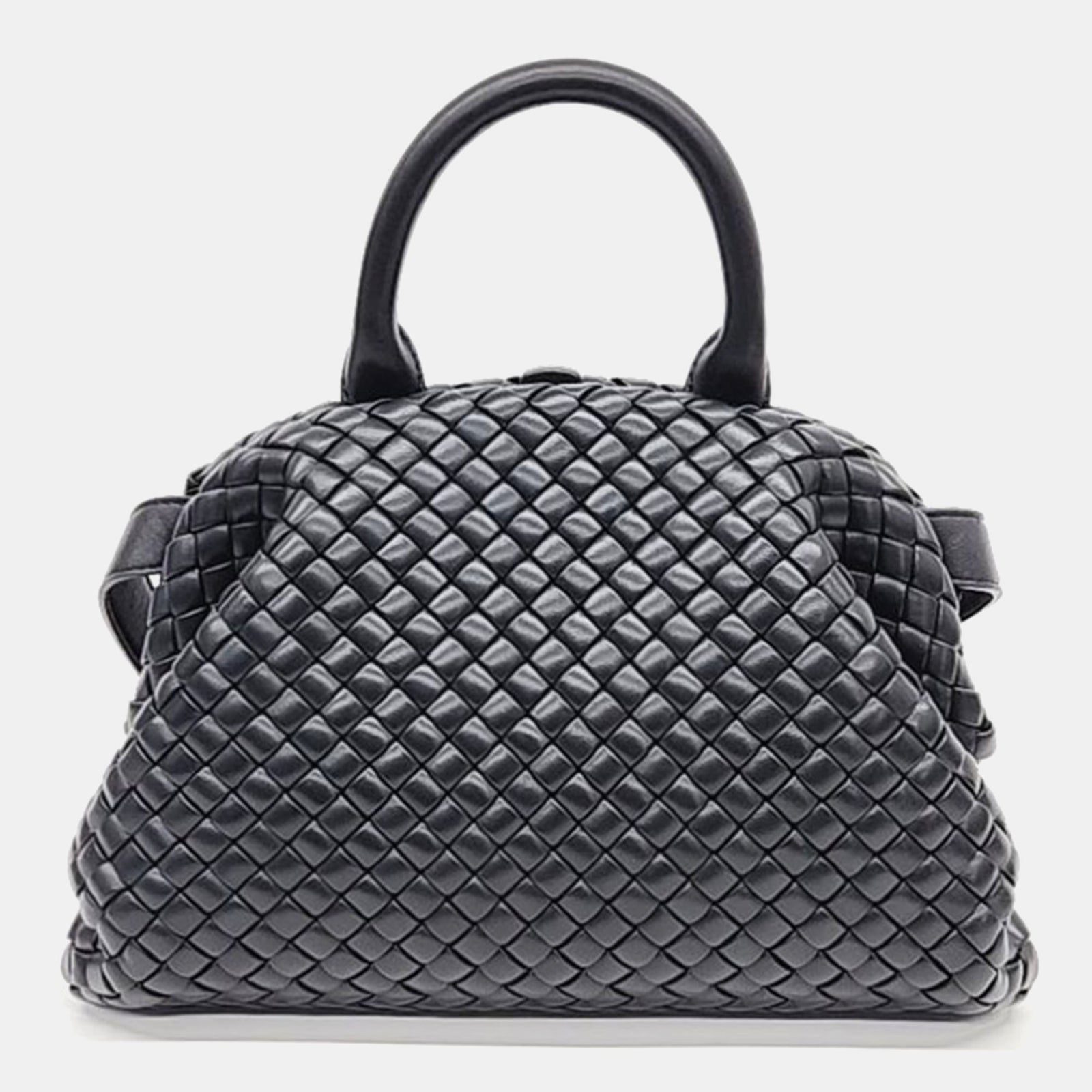 Bottega Veneta Kleine Henkeltasche aus schwarzem Leder