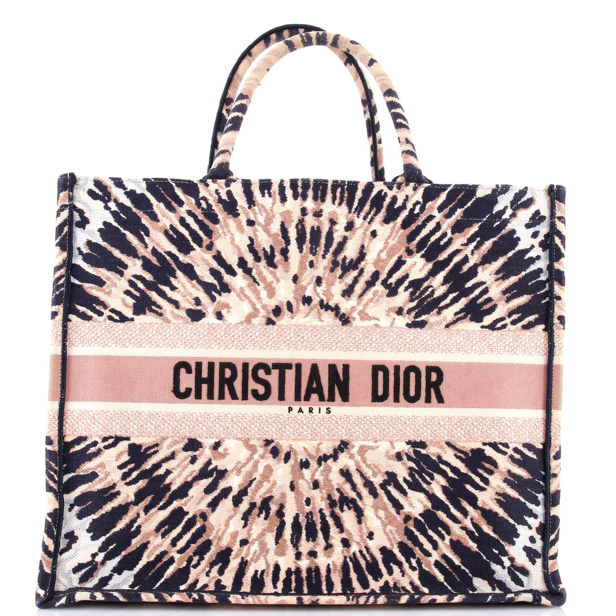 Christian Dior Book Tote Embroidered Canvas Large