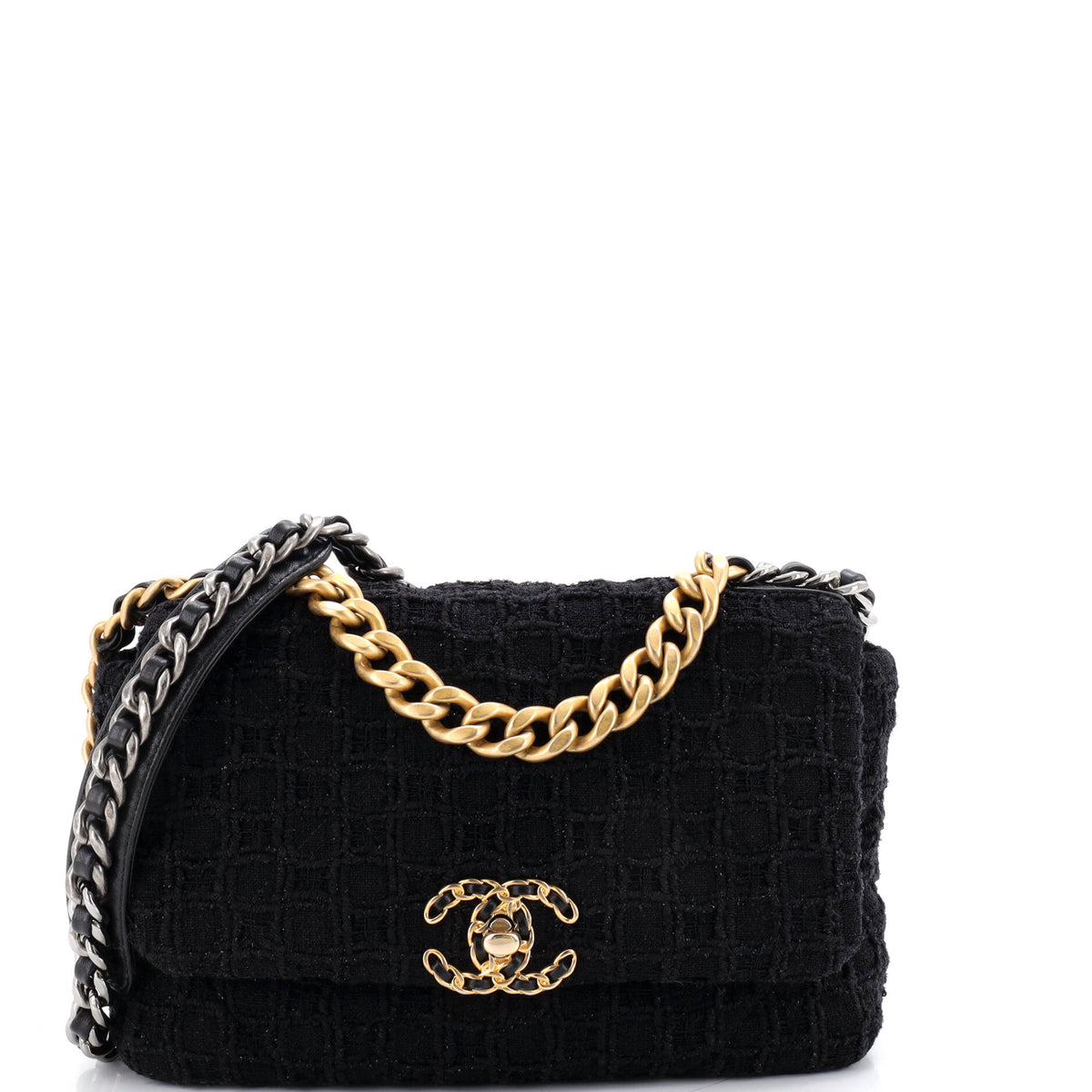 Chanel CHANEL 19 Flap Bag Quilted Tweed Medium