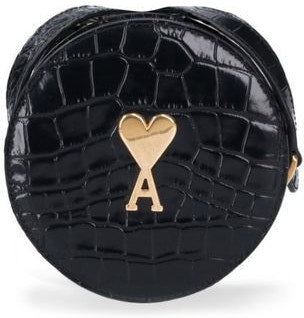 Ami Paris Women's Round Paris Paris Bag in Black | ULL009AL0035
