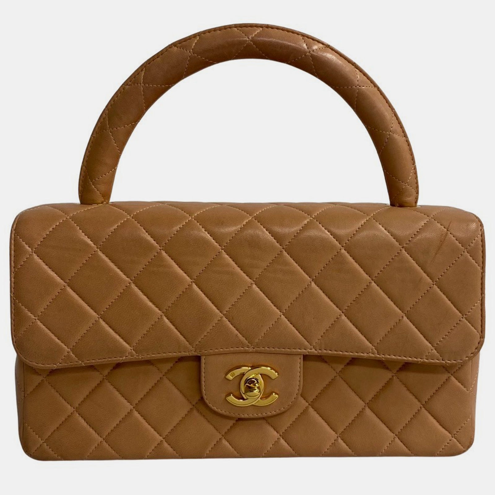 Chanel Braune CC Matelassé-Tasche aus Leder mit Henkel