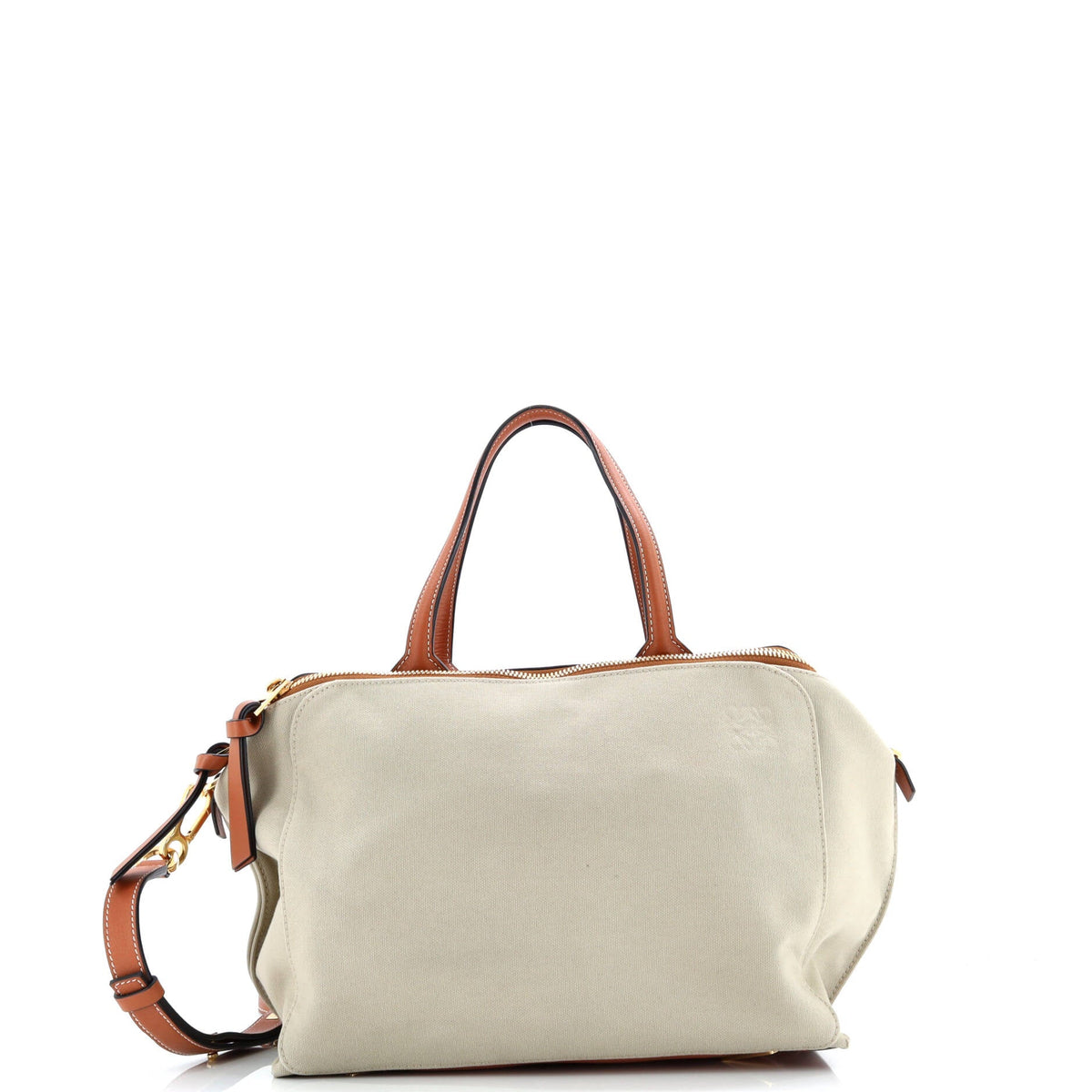 Loewe LOEWE Double Zip Shoulder Bag Canvas and Leather