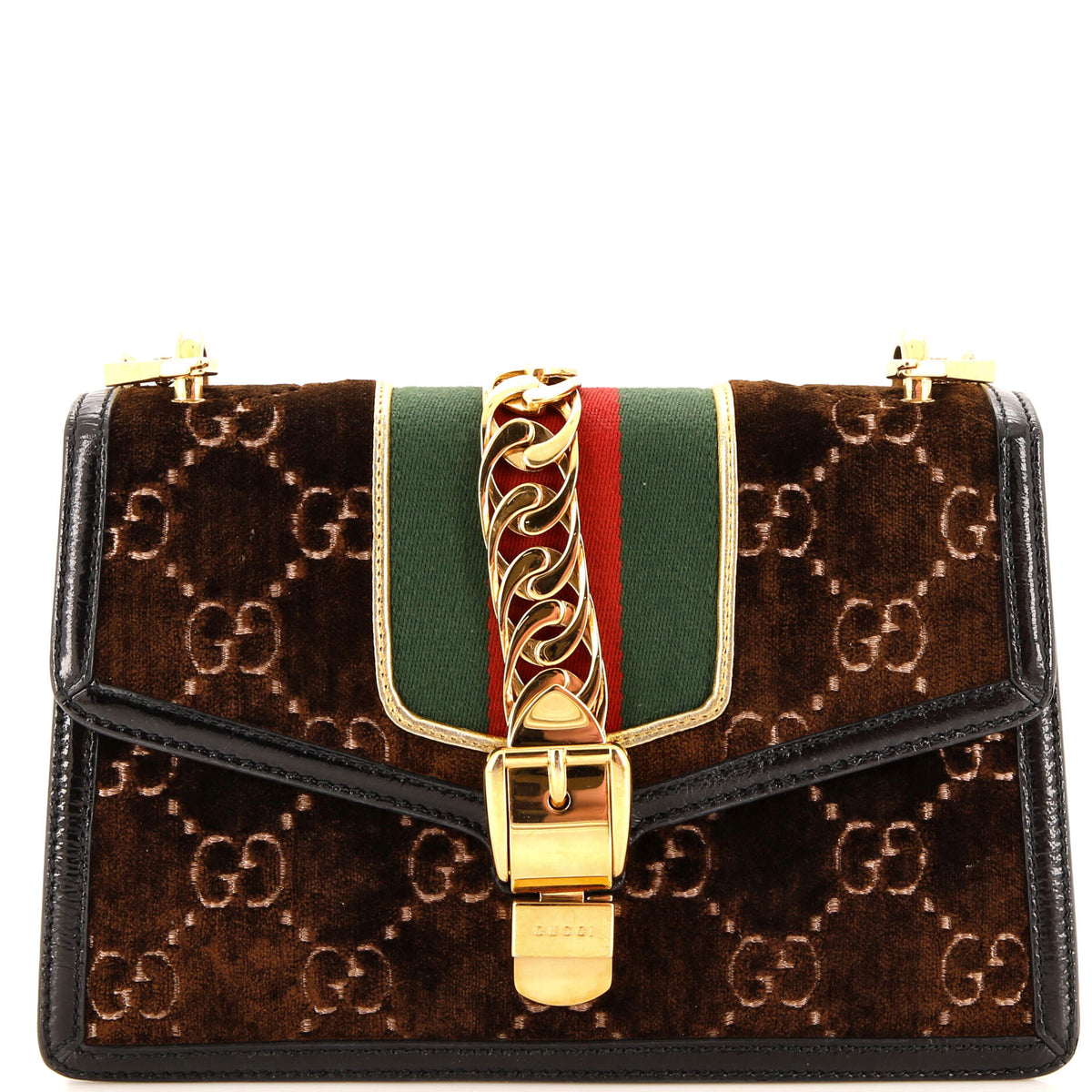 Gucci GUCCI Sylvie Shoulder Bag GG Velvet Small
