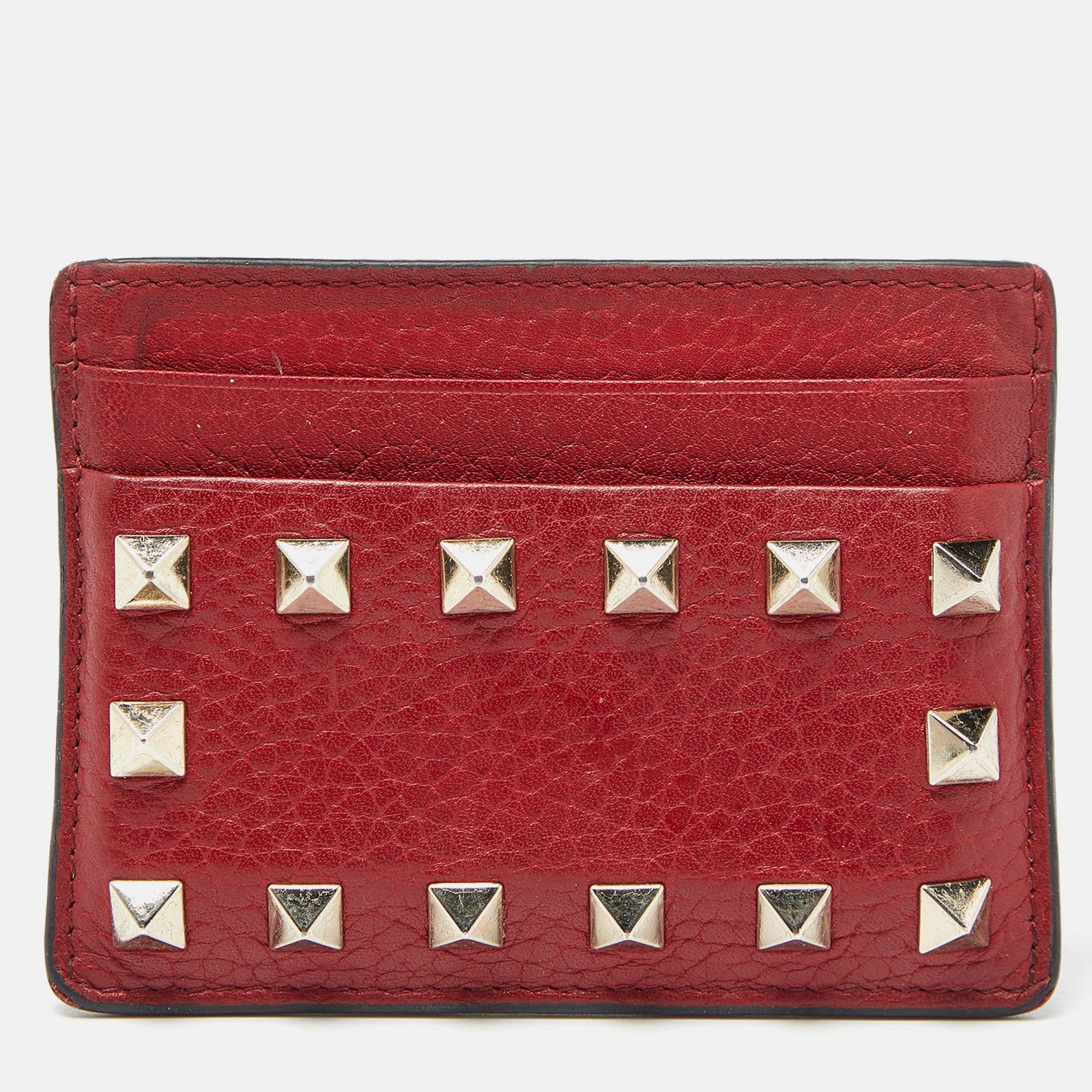 Valentino Red Leather Rockstud Card Holder