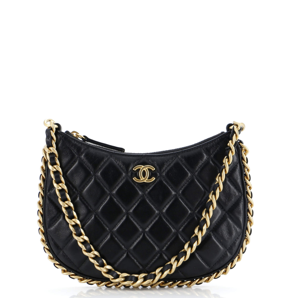 Chanel CHANEL CC Chain Around Hobo Quilted Lambskin