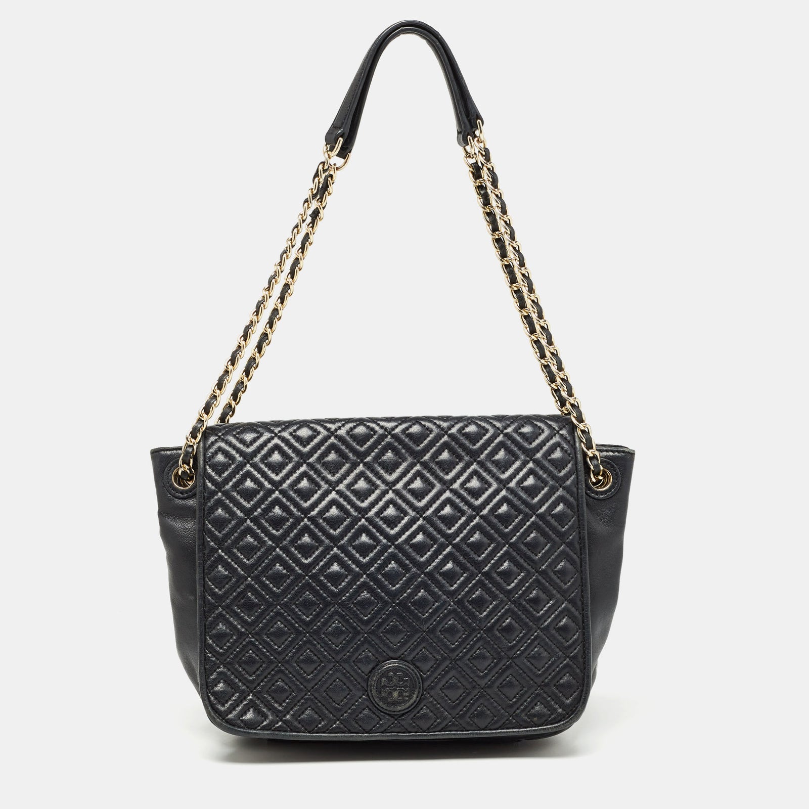 Tory Burch Black Quilted Leather Marion Flap Chain Shoulder Bag