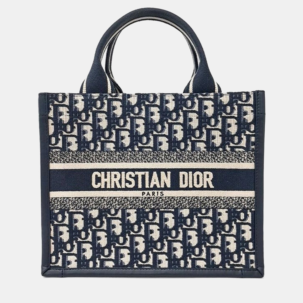 Dior Christian Navy Blue Oblique Book Tote Small Bag