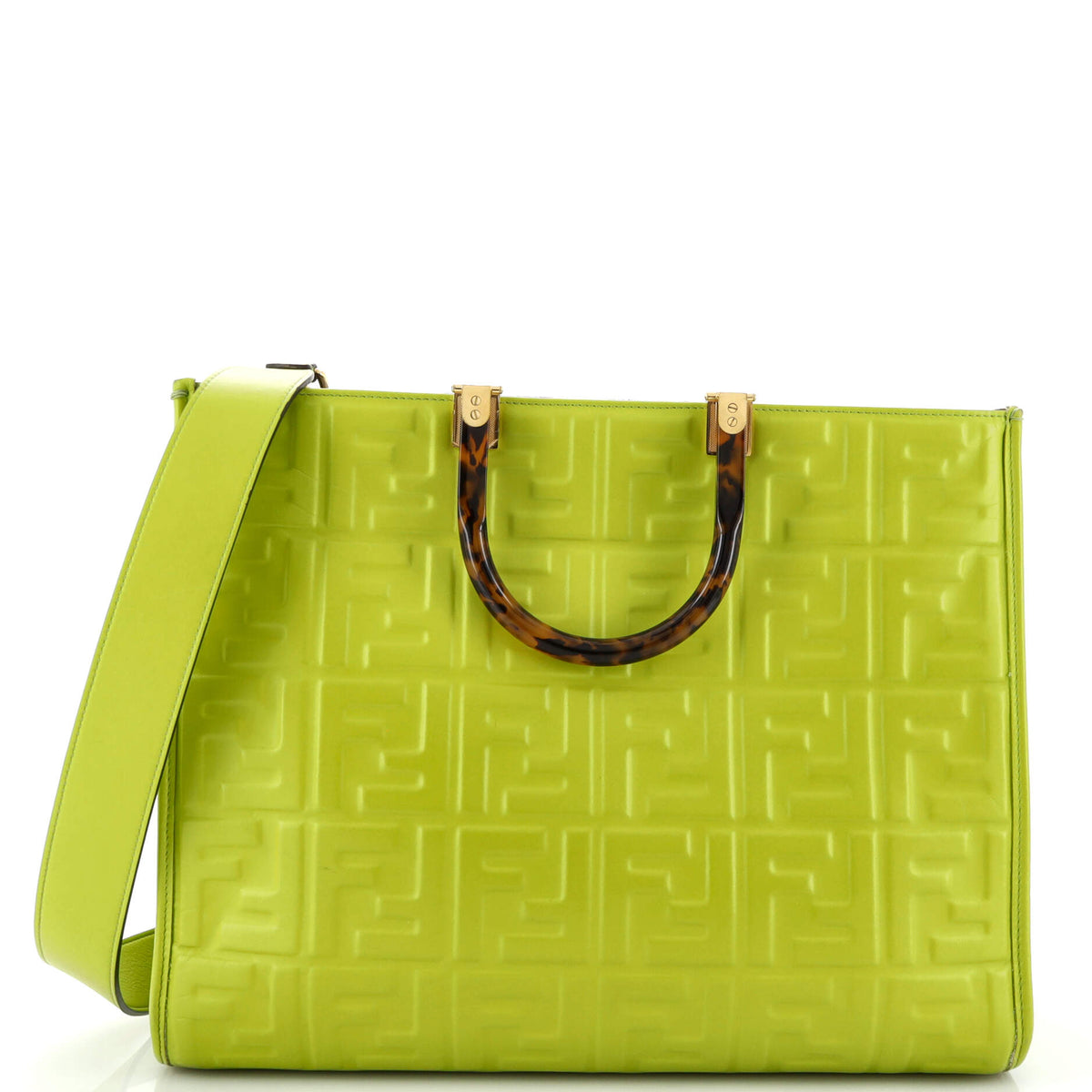 Fendi FENDI Sunshine Shopper Tote Zucca Embossed Leather Medium