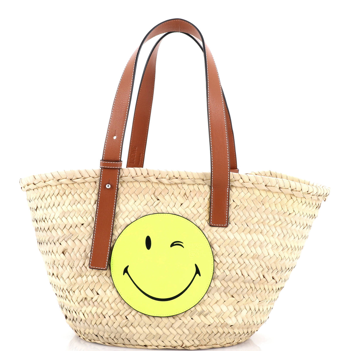 Loewe LOEWE Basket Tote Woven Raffia with Applique Medium