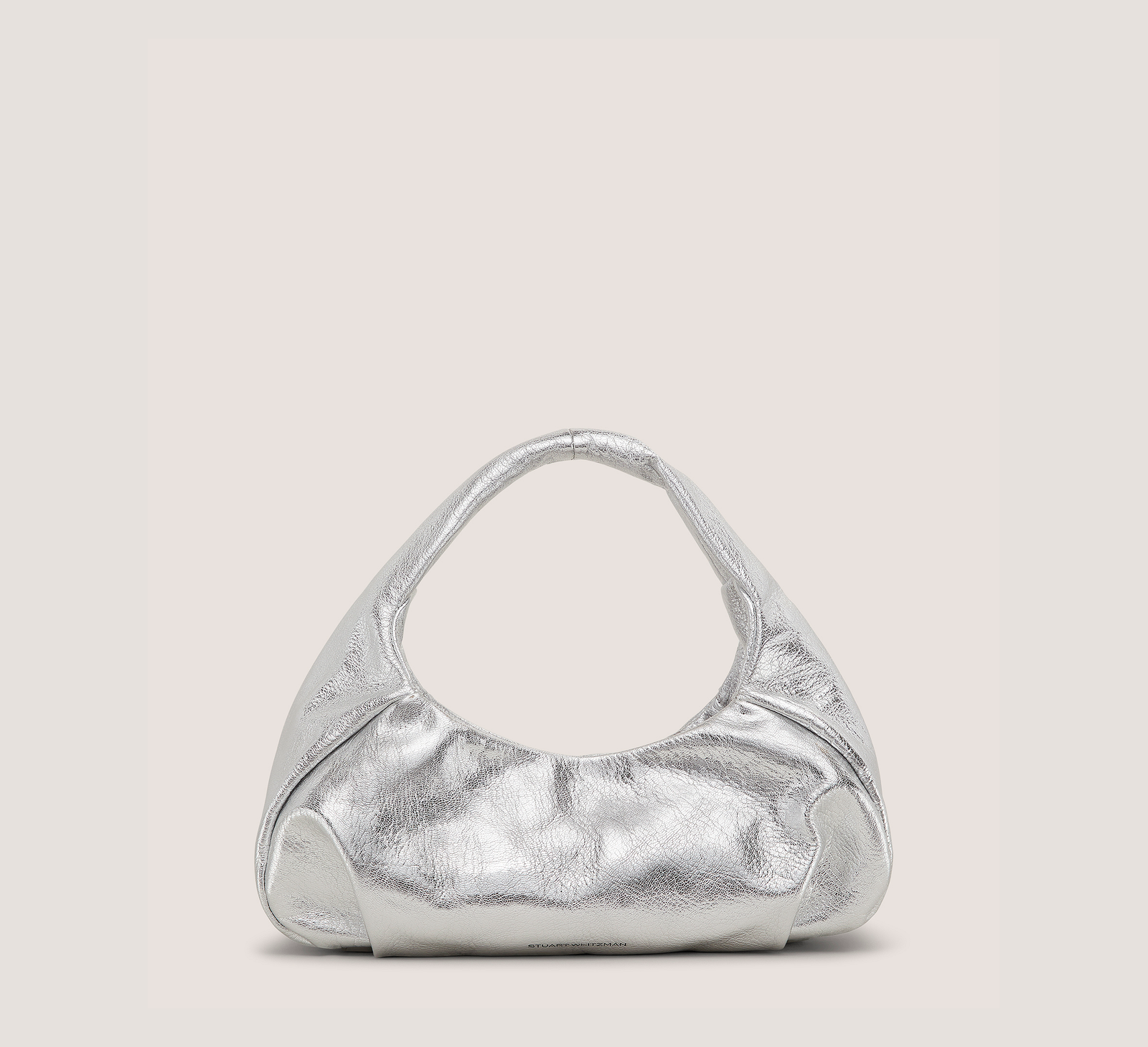 Stuart Weitzman Moda Mini Hobo Bag Handbags, Silver Metallic Leather, Size: U No Dimension