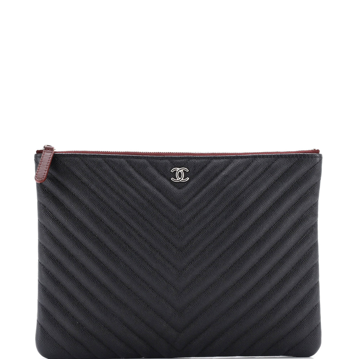 Chanel CHANEL O Case Clutch Chevron Caviar Medium