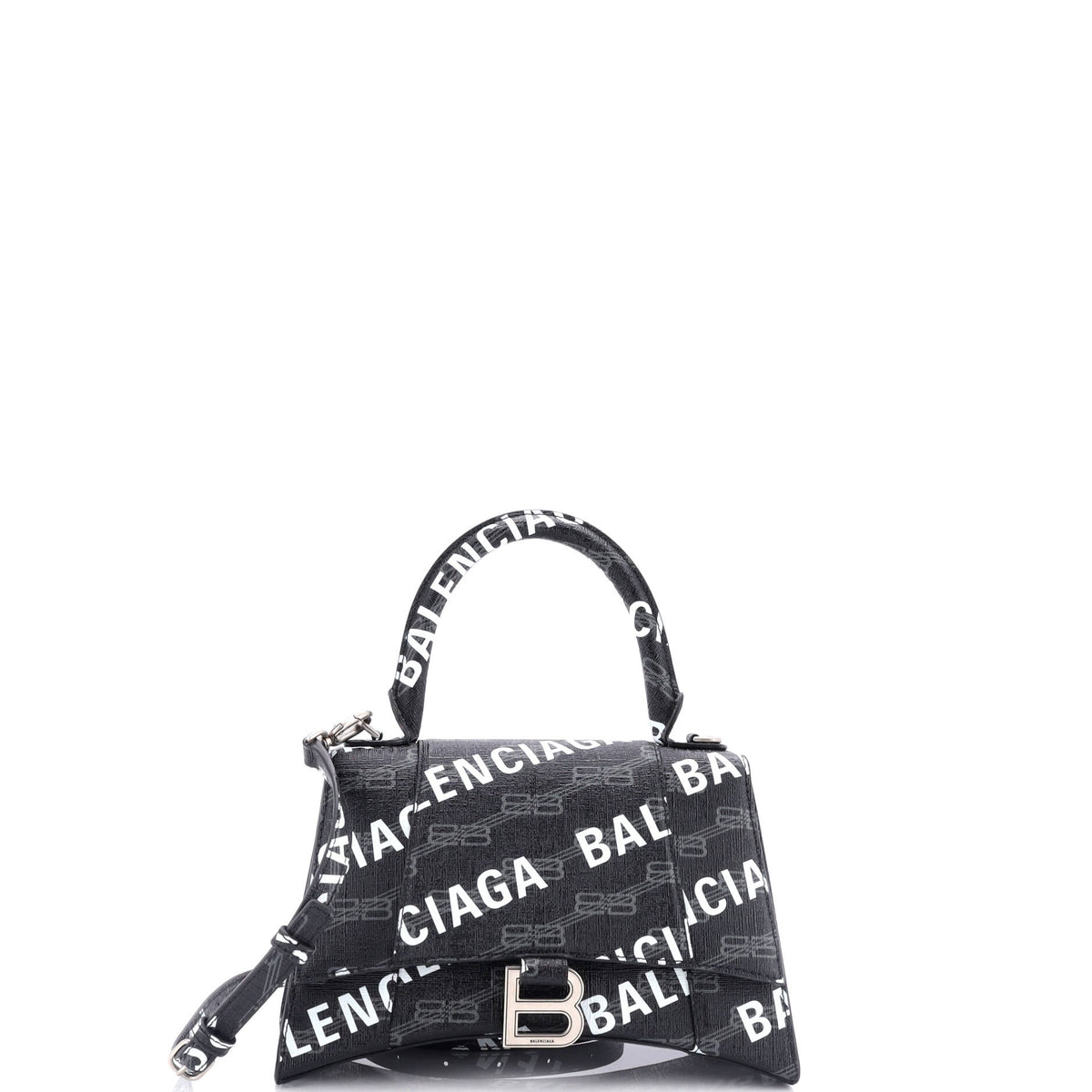 Balenciaga Hourglass Top Handle Bag Monogram Coated Canvas Small