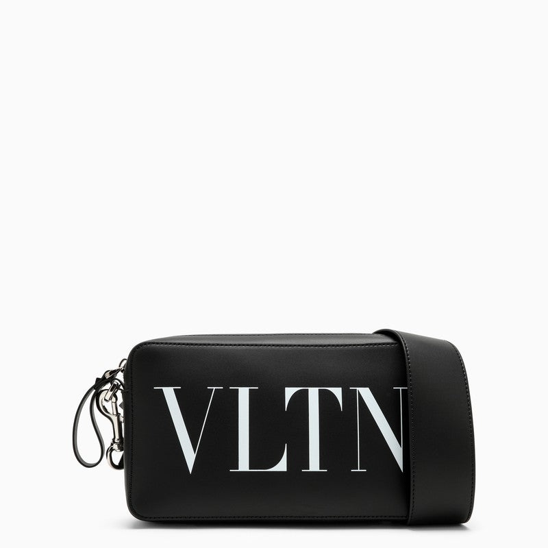 Valentino Black leather shoulder bag with logo