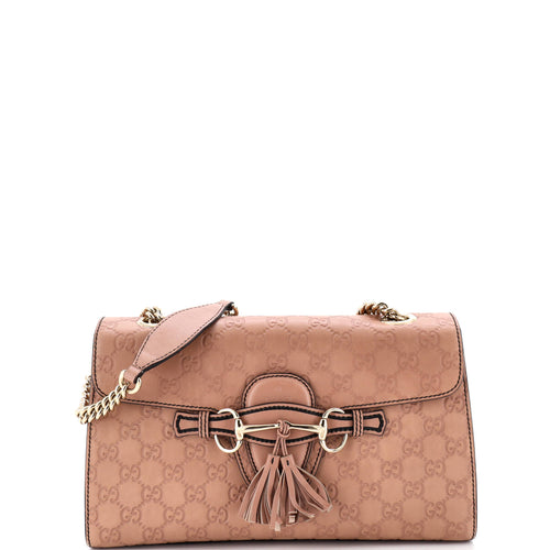 GUCCI Emily Chain Flap Bag Guccissima Leather Medium