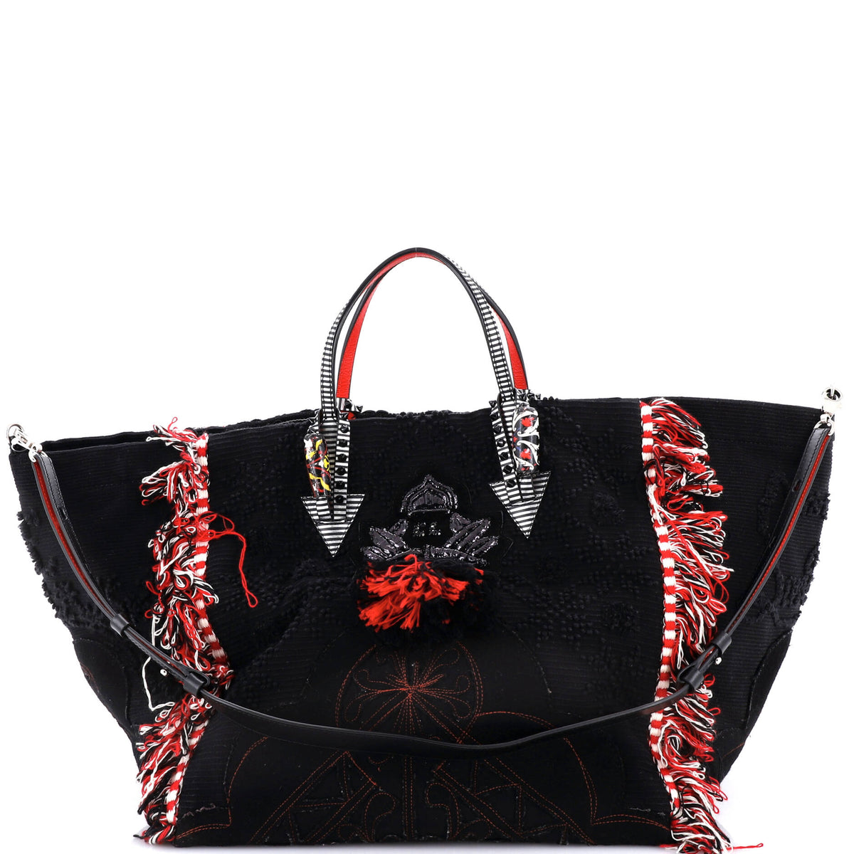 Christian Louboutin Portugaba Tote Motif Embroidered Jacquard Large