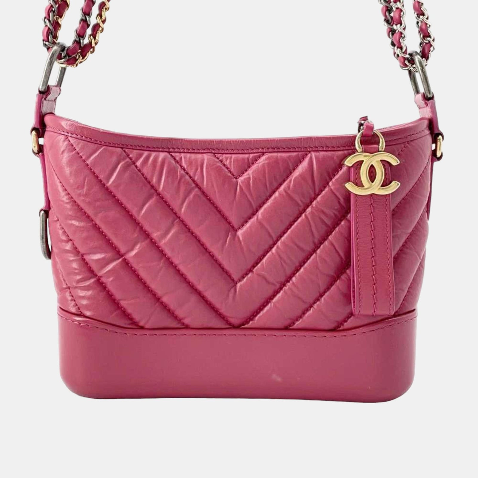 Chanel Kleine Hobo-Tasche Gabrielle aus gestepptem Leder in Rosa