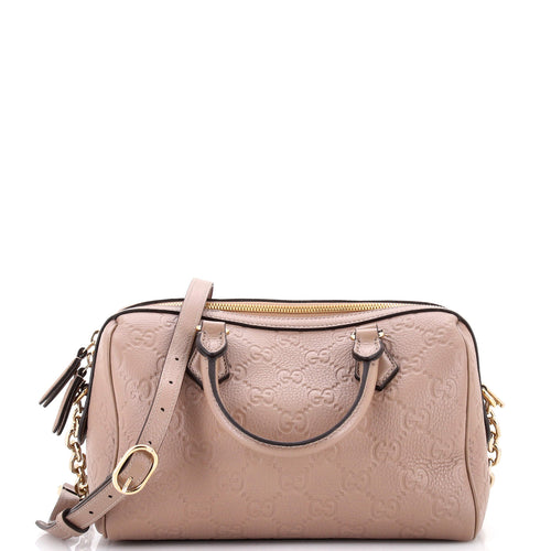 GUCCI Emblem Boston Bag GG Embossed Leather Medium