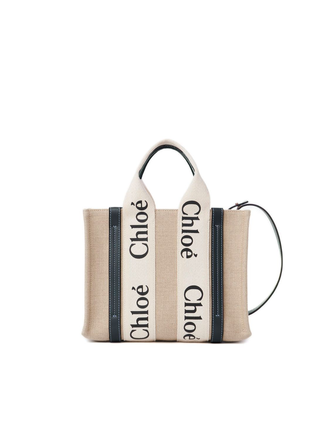 Chloé Women's Woody Linen Mini Tote Bag in Ecru | CHC22AS397I26 Color 91J